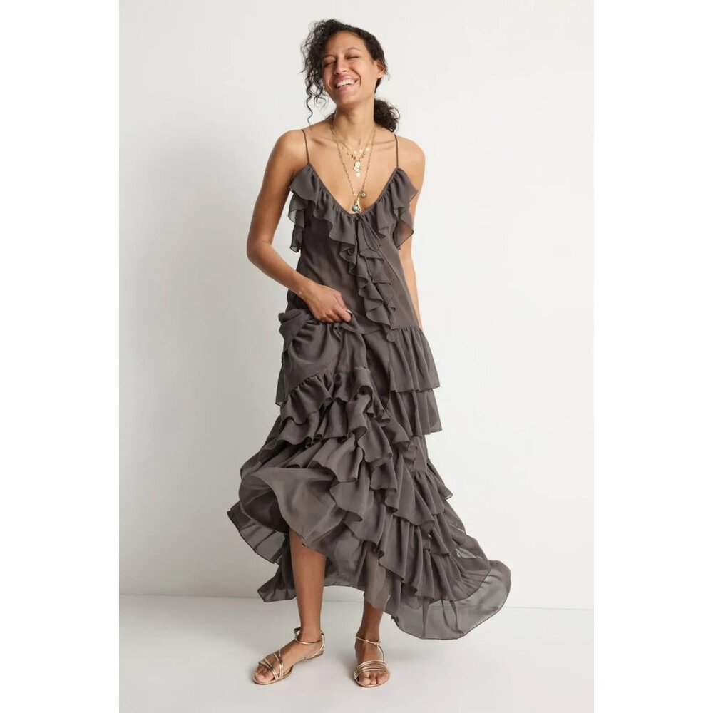 Ronny Kobo Giselle Gray Knit Midi Dress Size M | Designer Style Flaw See Photos